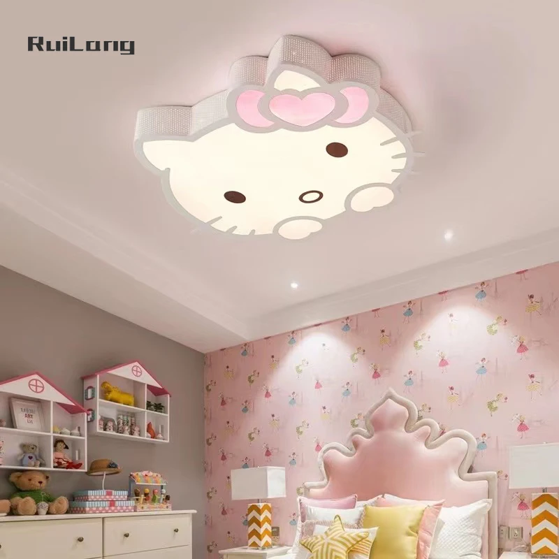 Imagem -02 - Lâmpada do Teto Kawaii Kitty Cat Luzes de Teto Led Rosa Deco Desenhos Animados Princess Chandelier Fit For Childrens Room Crianças Bebê Menina Quarto