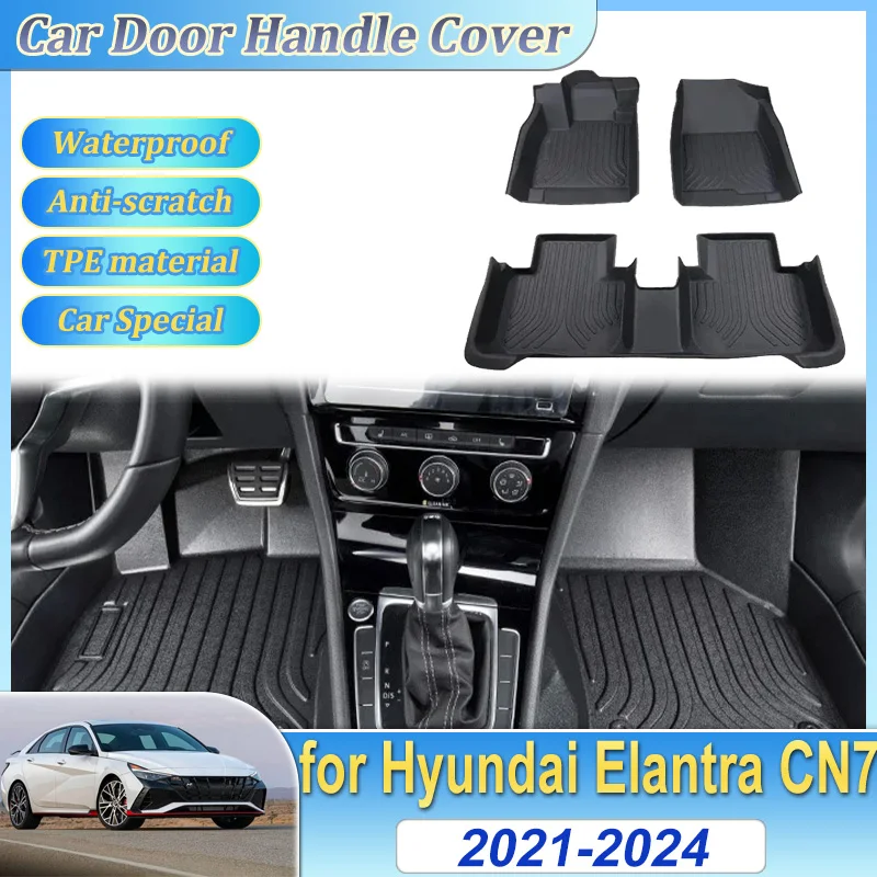 

Car Floor Mat For Hyundai Elantra CN7 2021 2022 2023 2024 Waterproof TPE LHD Leather Panel Liner Carpets Custom Accessories