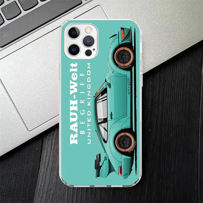 Sports Car Drift RWB 911 964 933 Soft Silicone Phone Case For Apple iPhone 11 14 15 16 Pro 12 13 Mini XR X XS Max 7 Plus 8 + Fun