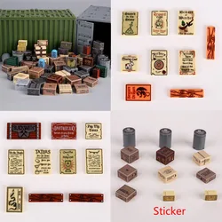 Military Building Blocks Medieval Printing Bricks Gifts Toys WW2 Supplies Bulletin Board Scene Accessories Radiation Sign MOC