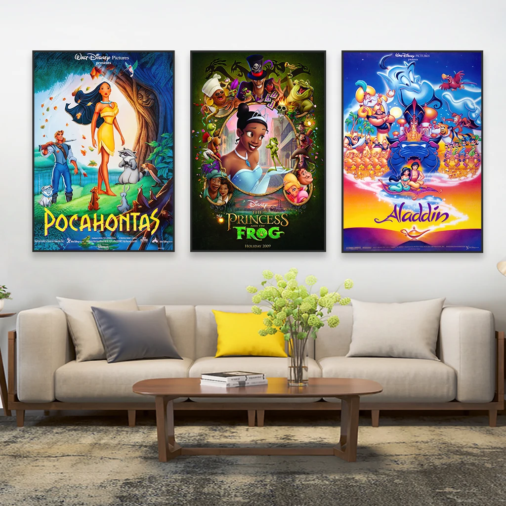 The Princess and the Frog Prints Disney Princess Movie Poster Classical Film Art Pocahontas Canvas Painting Home Room Decor