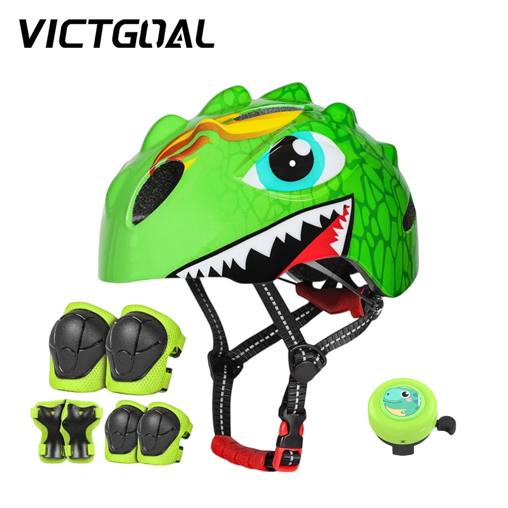 

VICTGOAL Kids Bike Helmet Knee Elbow Wrist Pads Bike Bell for Children Balance Bike Roller Skating Cycling Protection Gear Sets