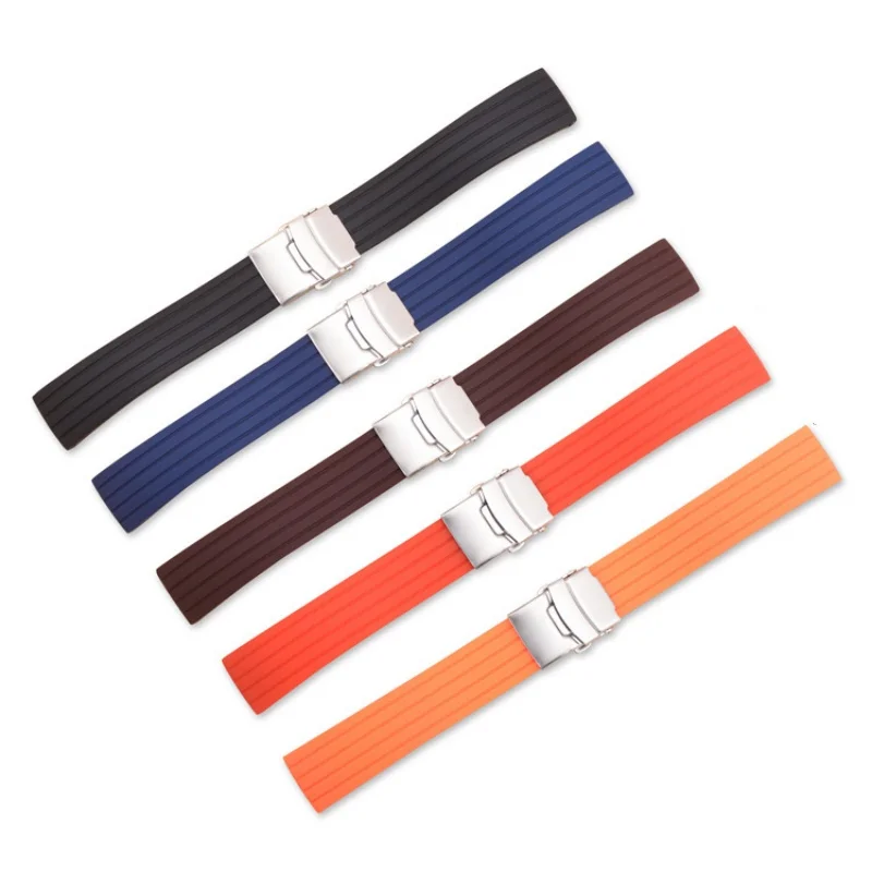 16mm 18mm 20mm 22mm 24mm Quick Release Silicone Striped Tire Watch Strap Replacement for Universal Rubber Waterproof Watch Band