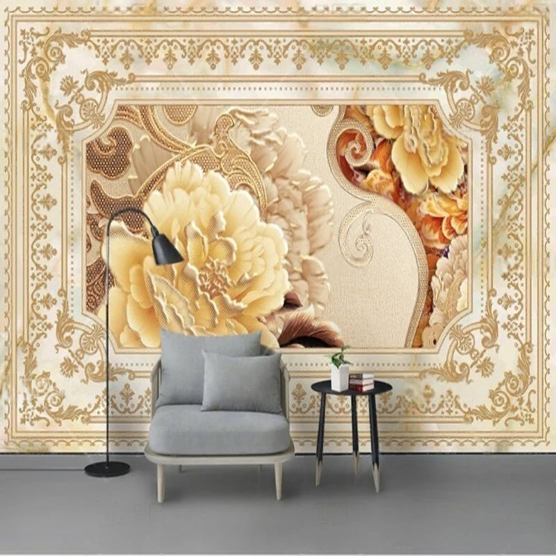 

Simple modern marble-patterned European-style TV luxurious home bedroom background wall