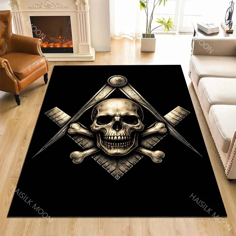 1PC Skull and Staff Gauge Carpet for Living Room Bedroom Sofa Home Decor Rus Non-slip Floor Mat Luxury Gift Multiple Sizes