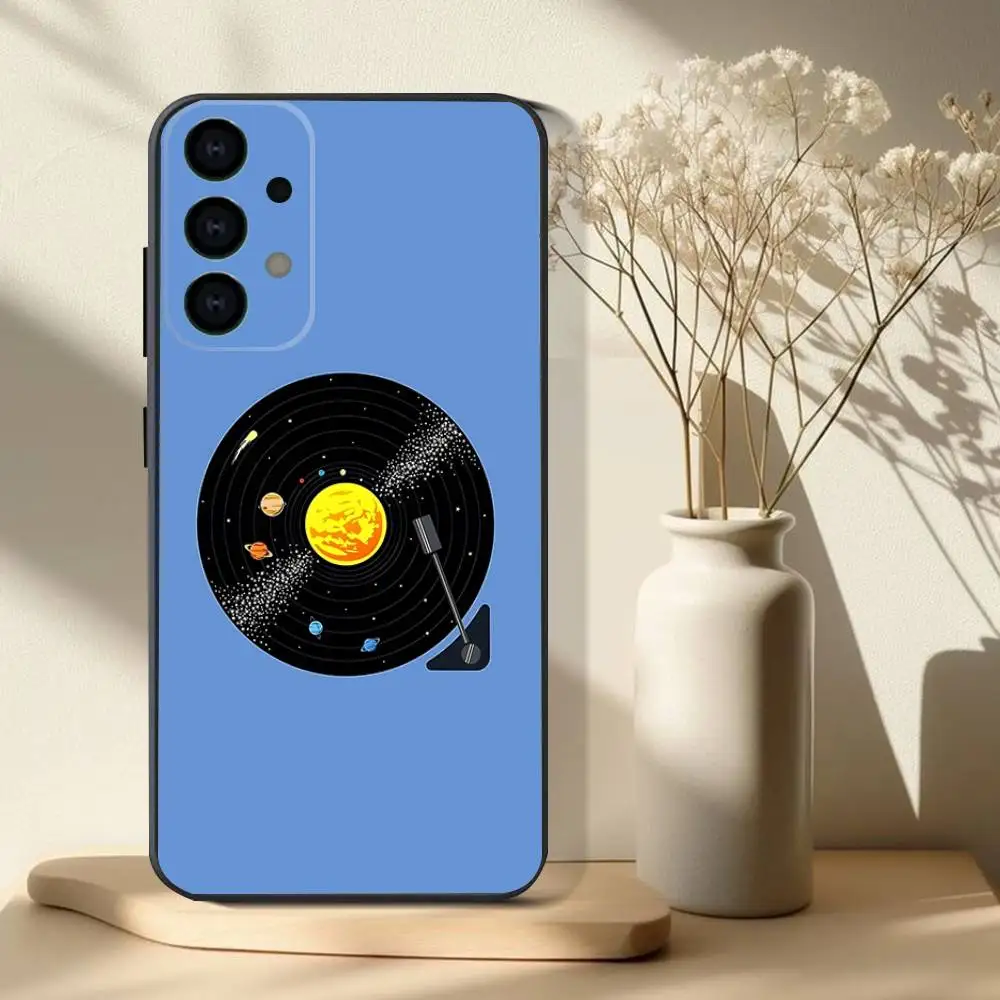 حافظة هاتف فني من الفينيل DJ لهاتف سامسونج S 25,24,23,22,30,21,10,9,Ultra,Plus,Lite,FE,4,5G حافظة ناعمة سوداء