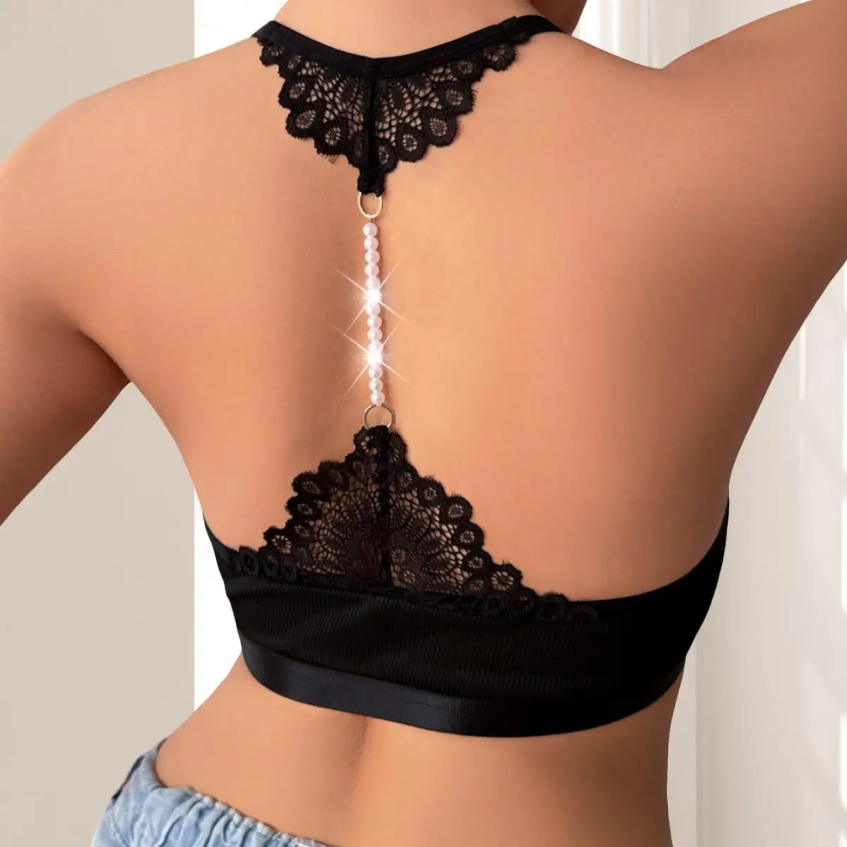 

New Pure Color Vest-Sle Nelace Hanging Women's Bra Small Chest Illusion Breathable Ladies' Underwear Chinese Brand
