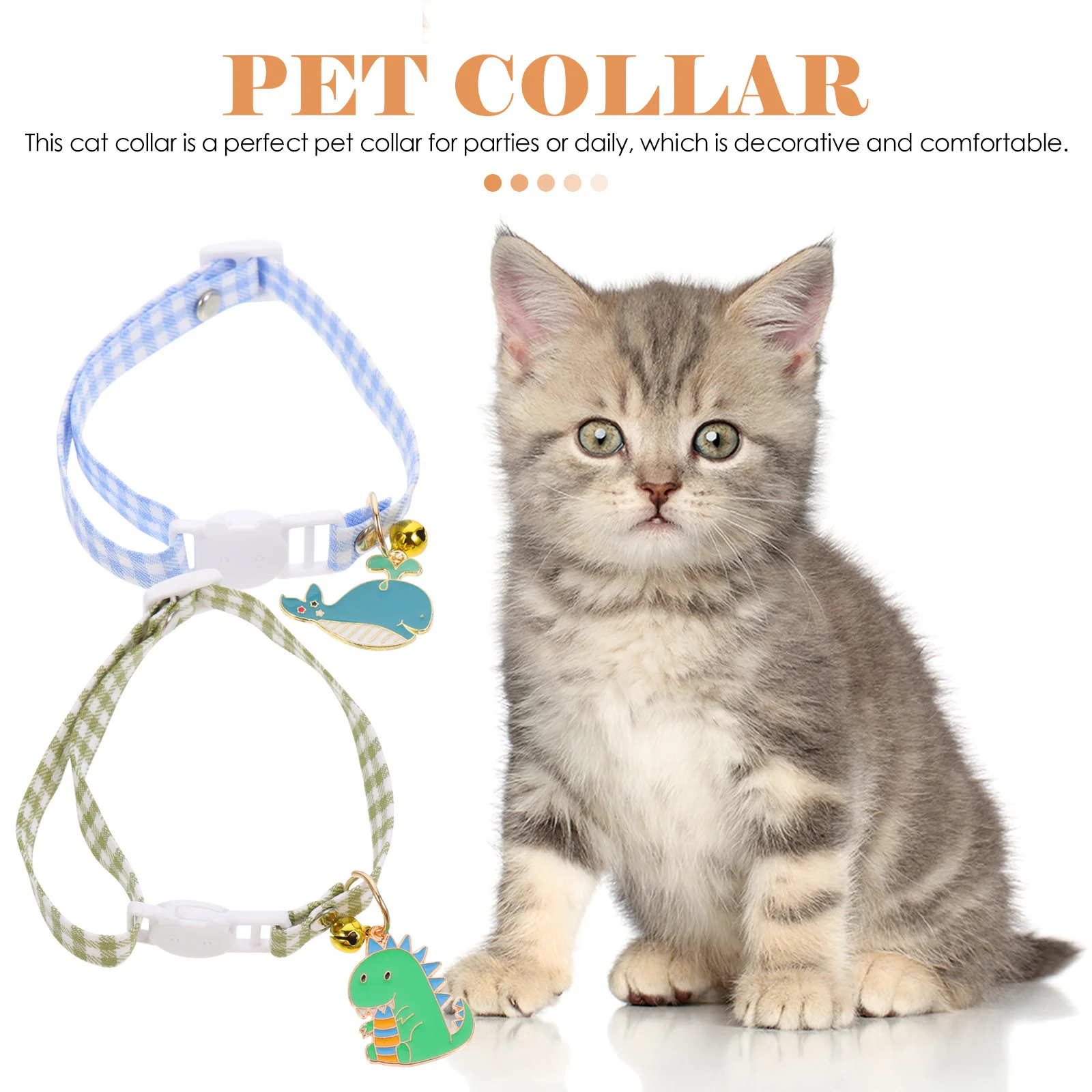

2pcs Cat Collar With Bell Adjustable Lightweight Kitten Collars For Girls Boys Small Cats Pet Accessories Decorative Party Wear