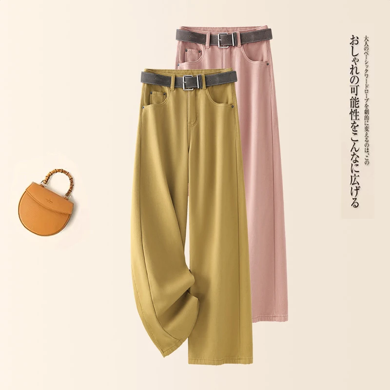 

Женские джинсы прямого кроя для весны 2025 года. Новые модные осенне-зимние утепленные джинсы с флисовой подкладкой и широкими штанинами.