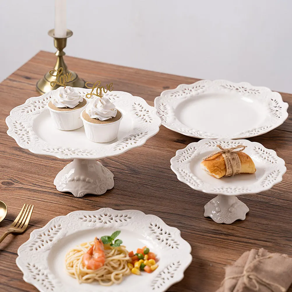 

1Pcs Creative Ceramic Plate Premium Dinner Plate for Salad Dessert Fruit Serving Modern Round Shaped Household Tableware White