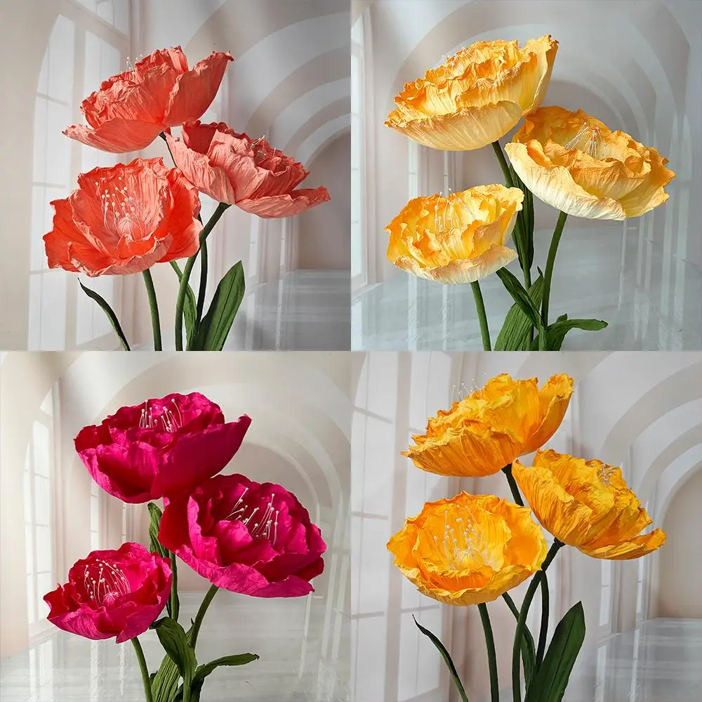 3-teiliges Set Riesige Blumen Mohnblumen Papierblumenkopf Hochzeitswegführung Blumendekoration für Events Party Kulisse Bühne Schaufensterdekoration Mohnblumen – Detail 4