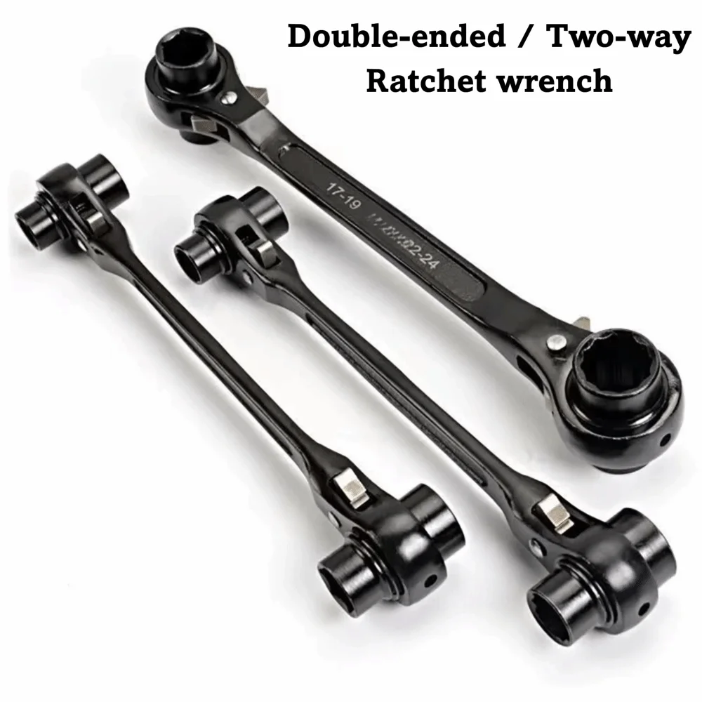 1pc 8 in 1 Dog Bone Ratchet Wrench Set Double-Sided Adjustable Double Ratchet Wrench Multifunctional Steel Socket Wrench