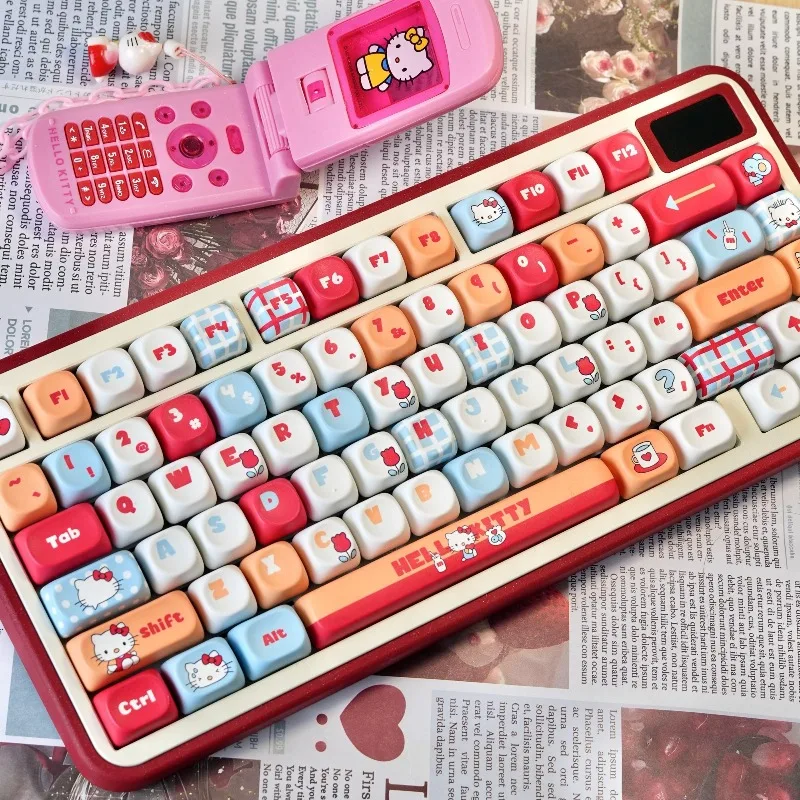 

Милые кавайные кейкапы Sanrio Hello Kitty в аниме-стиле, круглой формы, подходят для переключателей Cross Axis и Magnetic Axis, очаровательные, для женщин, новые