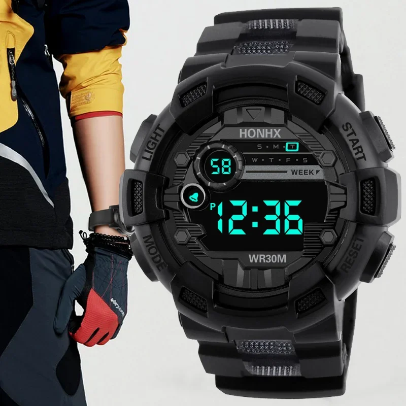 Sport Casual LED Watches Men Women Digital Watch Waterproof Multi-Functional Rubber Fitness Military Digital Wristwatches Clock