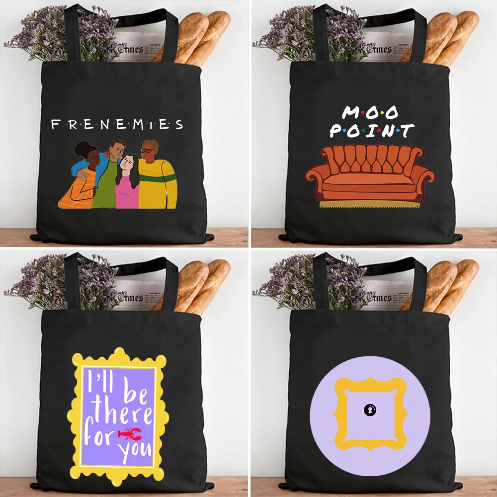 Central Perk Coffee Friends TV Show Frame Door How You Doin Fashion Women Handbag Shoulder Shopper Canvas Tote Female Luxury Bag