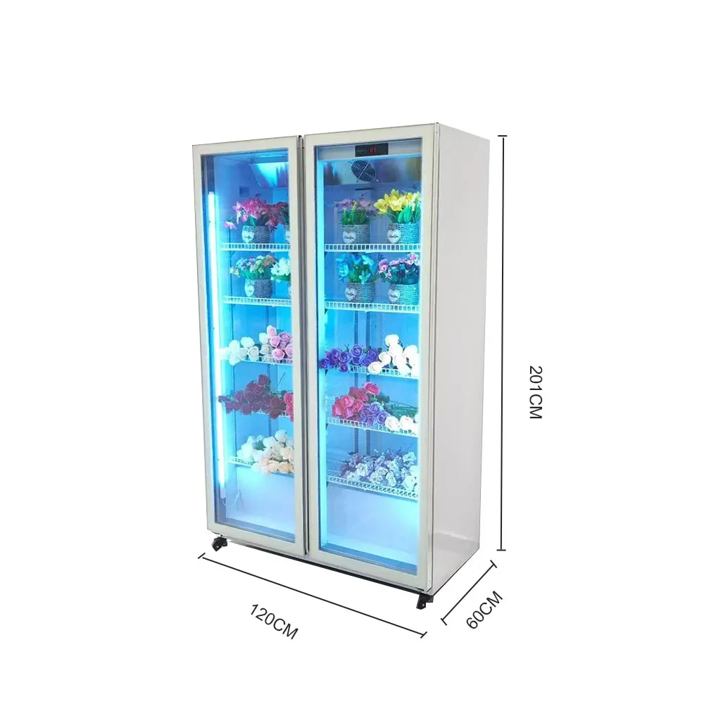 900L Refrigerated Transparent Flower Preserver/Display Fridge for Florist Shop - Drain- Commercial Cabinetpromote sales