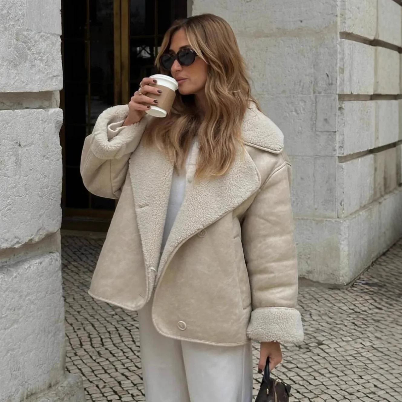 

Warm Fleece Lined Suede Jacket Women's Integrated Fur Outerwear European And American Style Top Selling On Quick Delivery