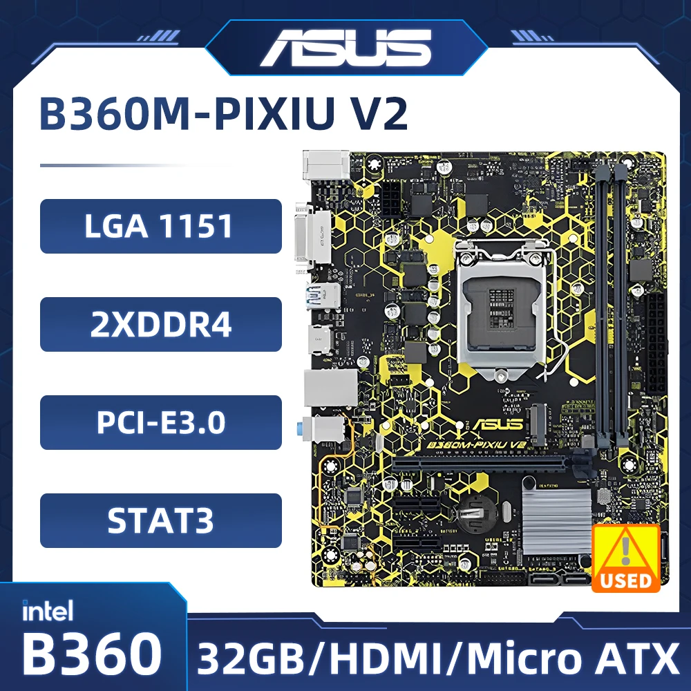 

ASUS B360M-PIXIU V2 LGA 1151 Motherboard DDR4 Intel B360 M.2 USB3.1PCI-E 3.0 SATA 3 Micro ATX For i5-8600 cpu