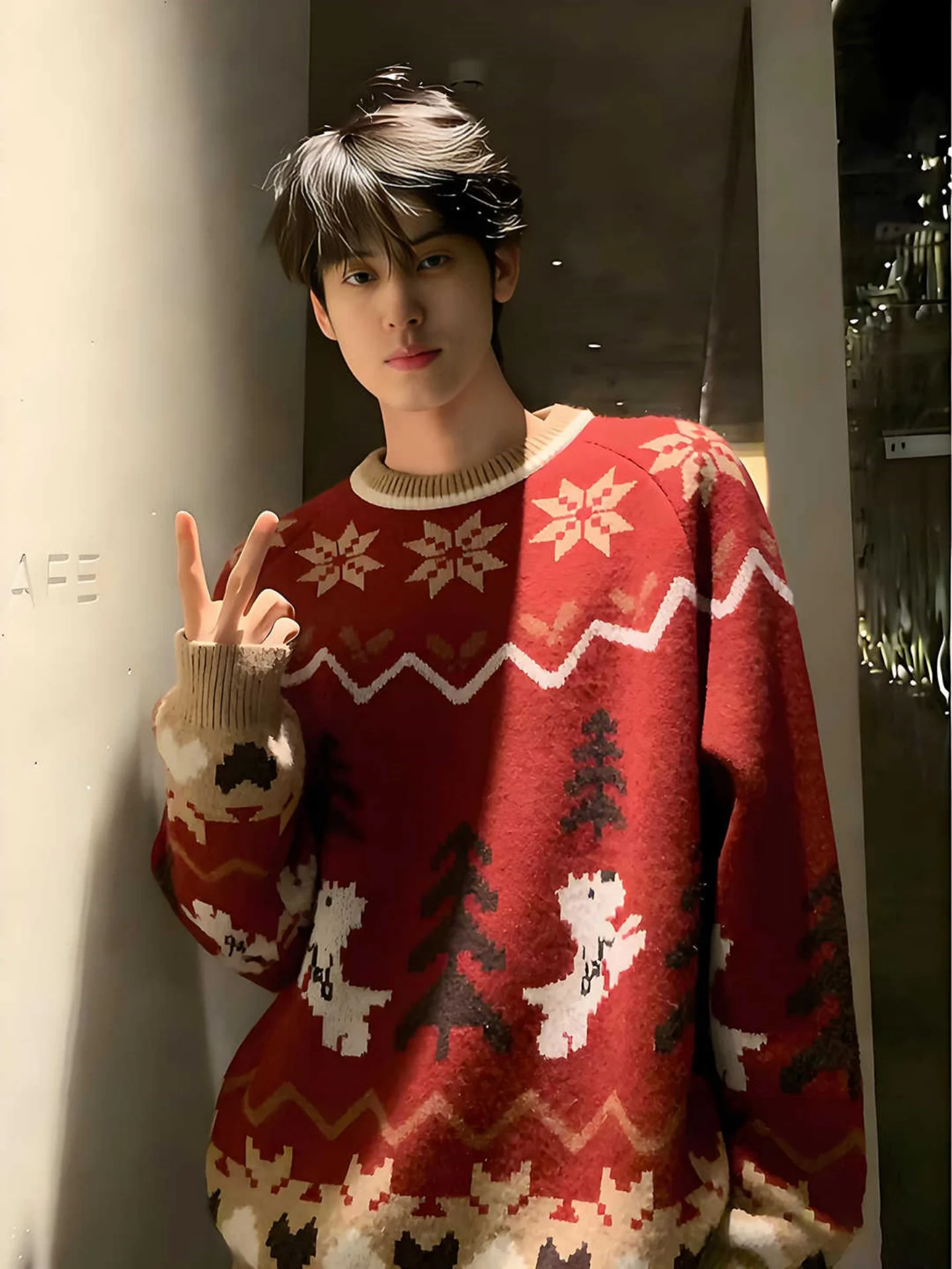 

Cisas Deer Pattern Knitted Sweater Men's Soft Cozy Base Layer irt Winter Faion Casual Ci Walk Home Outdoor Wear