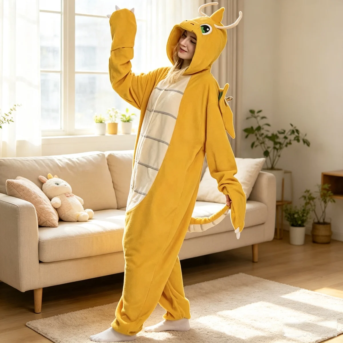 XXL Dragon Kigurumi Women Onesie Cartoon Cosplay Costume Winter Fleece Pajamas Animal Jumpsuit Halloween Christmas Party Outfits