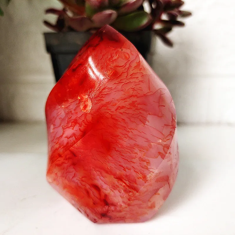 الحجر الطبيعي الأحمر العقيق لهب الكريستال Lce كريم الشعلة الروحية الطاقة الشفاء و فنغ شوي مكتب غرفة الديكور ميزون المنزل #4