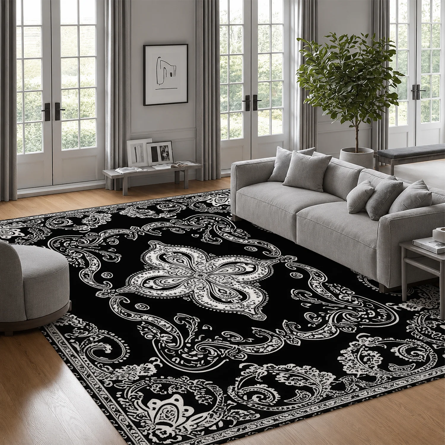 Soft Velvet Machine Washable Area Rug with Non-Slip Backing