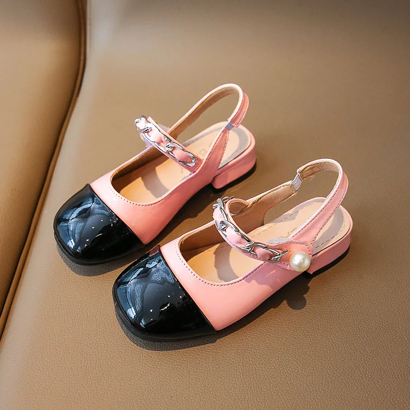 

Girls Pearl Leather Shoes Fashion Kids Sandals Princess Dance Single Shoes Children's Party Wedding Sandals J42