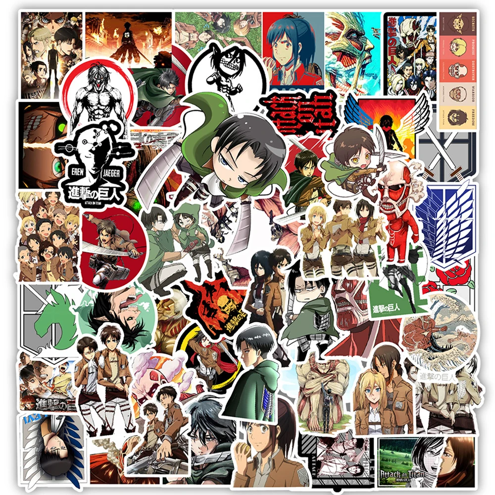 10/30/50pcs Attack on Titan Cartoon Stickers Cool Classic Anime decalcomanie bottiglia d'acqua cassa del telefono chitarra Graffiti Sticker giocattolo per bambini