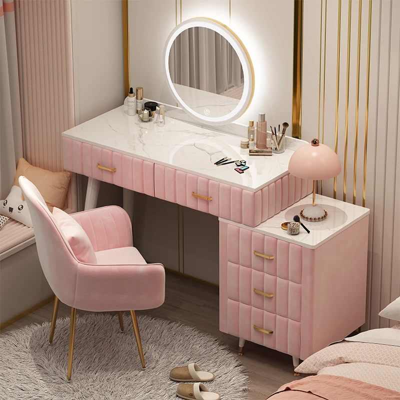 White Drawer Dressing Table Unique Makup Storage Stool Dressing Table Luxury Handle Penteadeira Para Quarto Home Furniture