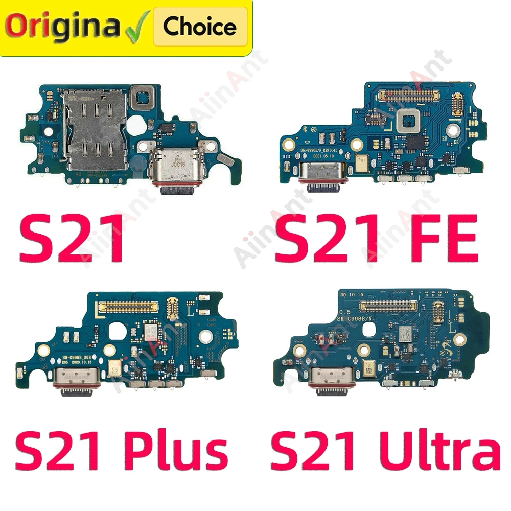 Aiinant For Samsung Galaxy S21 FE Ultra Plus G998N G998U G998B G990U USB Charger Board Dock Connector Charging Port Flex Cable