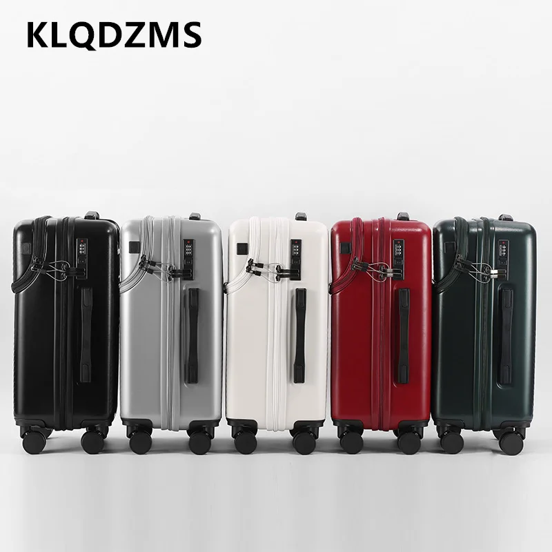 

KLQDZMS New 20"22"24"26 Inch Luggage Front Opening Laptop Boarding Case USB Charging Trolley Case Multi-function PC Suitcase