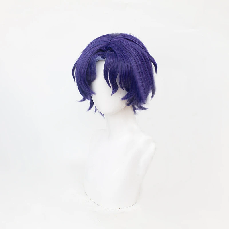 L-e-mail parrucca sintetica per capelli Honkai Star Rail Dr. Ratio parrucca Cosplay 35cm parrucca Cosplay viola scuro e chiaro parrucca resistente