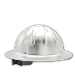 Aluminum Hard Hats, Full Brim Safety Helmet with 4 Points Ratchet Suspensions Silver, Yellow, Green, Red, Orange, One Size