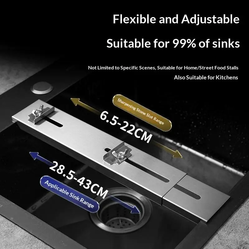 

Stainless Steel Whetstone Sink Holder - Retractable Base with Non-Slip Grip, Universal Fit for Kitchen Sharpening