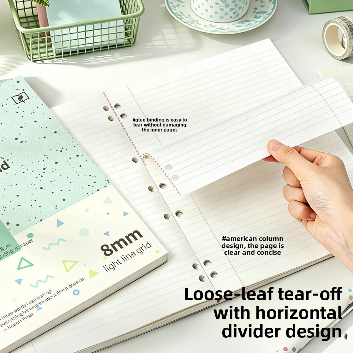 Thickened Loose Leaf Notebook A5 Horizontal Ruled Journal Diary Vintage Retro American Style Office School Writing Notepad