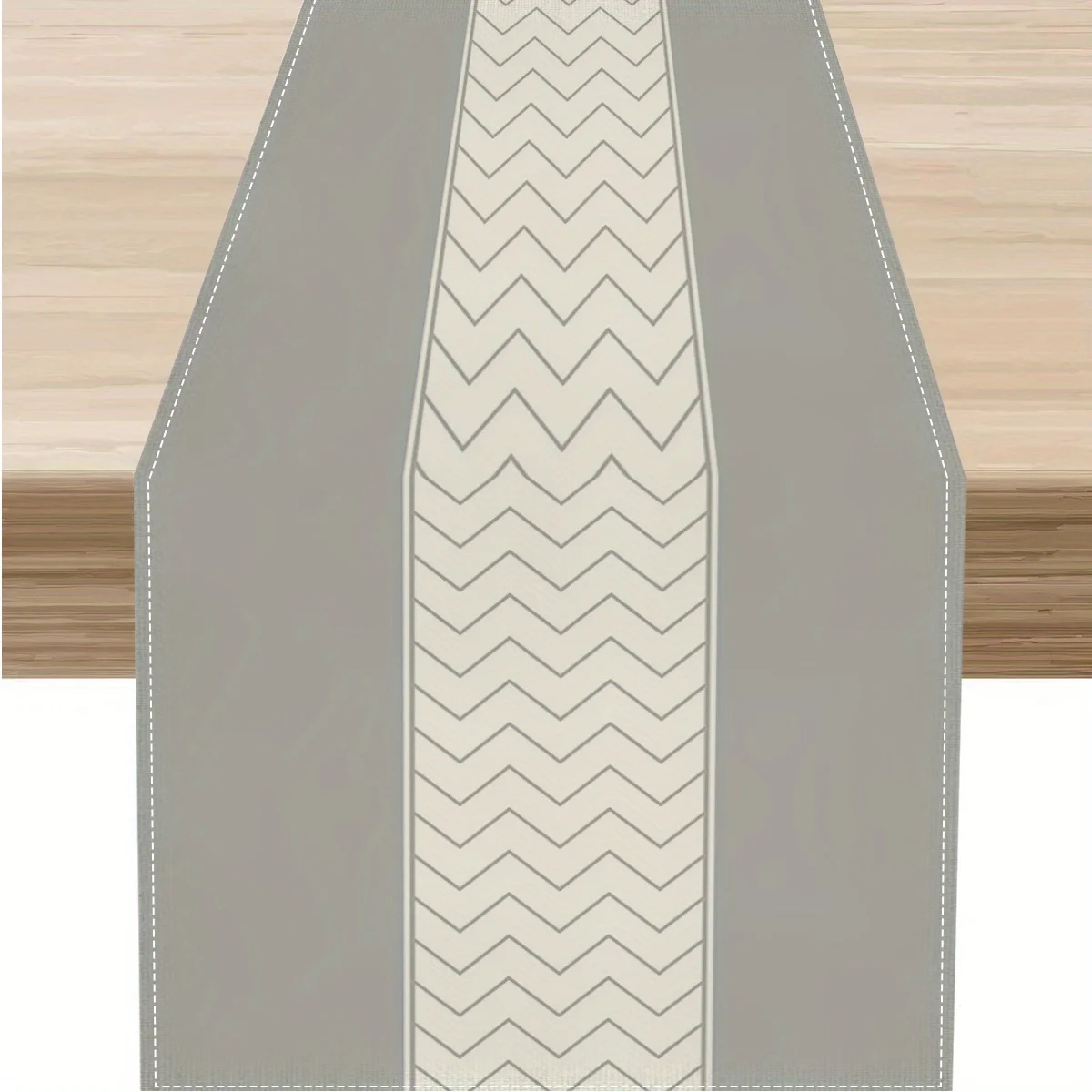 Moderner Grau-Weißer Chevron Tischläufer - Leinen in Verschiedenen Größen für Feiertage, Zuhause, Küche, Geschenk und Dekoration
