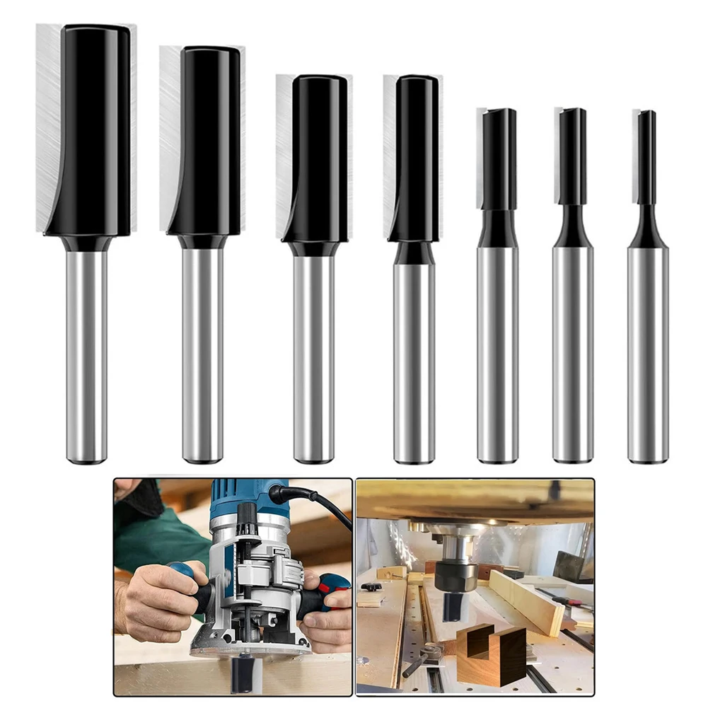 7-piece Milling Cutter Set Alloy Double-edged Woodworking Cutter Slotting Cutter Engraving Machine Woodworking Milling Cutter ﻿