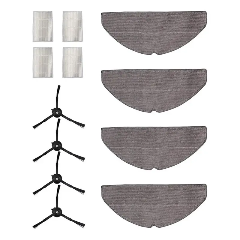 ABZA-Vacuum Parts Kit For Tapo RV30 Max Plus And RV20 Max Plus With 4 Filters, 4 Mop Cloths And 4 Nylon Side Brushes