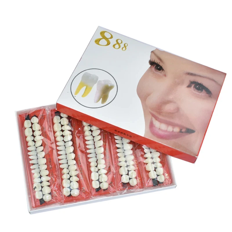 28 Teeth Dental Resin Denture Set 3D Shade Guide Color Comparator Bleaching Tray Restoration Kit