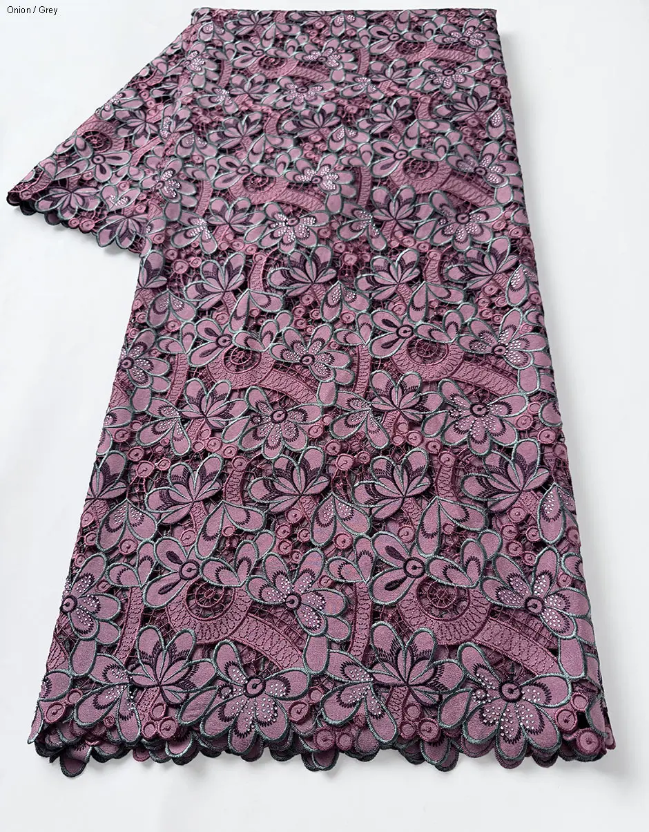 Delicate Guipure Embroidered Lace Korea Voile Fabric Skin Friendly African Mermaid Gown Upscale Dubai Cheongsam Bobtail Cloth