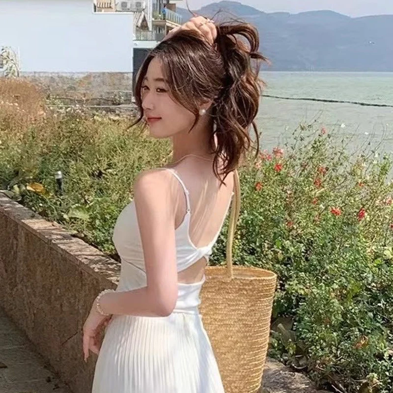 سترة نسائية صيفية مثيرة بفتحة رقبة على شكل حرف V بدون أكمام مع وسادة صدر