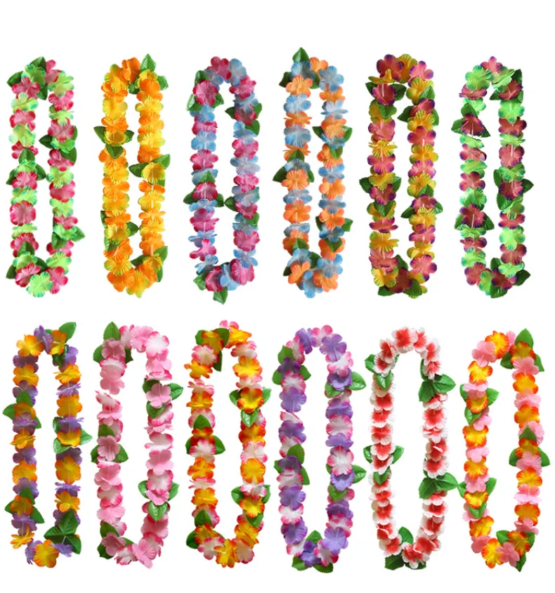 

1000pcs Flower Necklace Hawaiian Leis Luaus Party Favors Summer Beach Tropical Theme Party Decorations