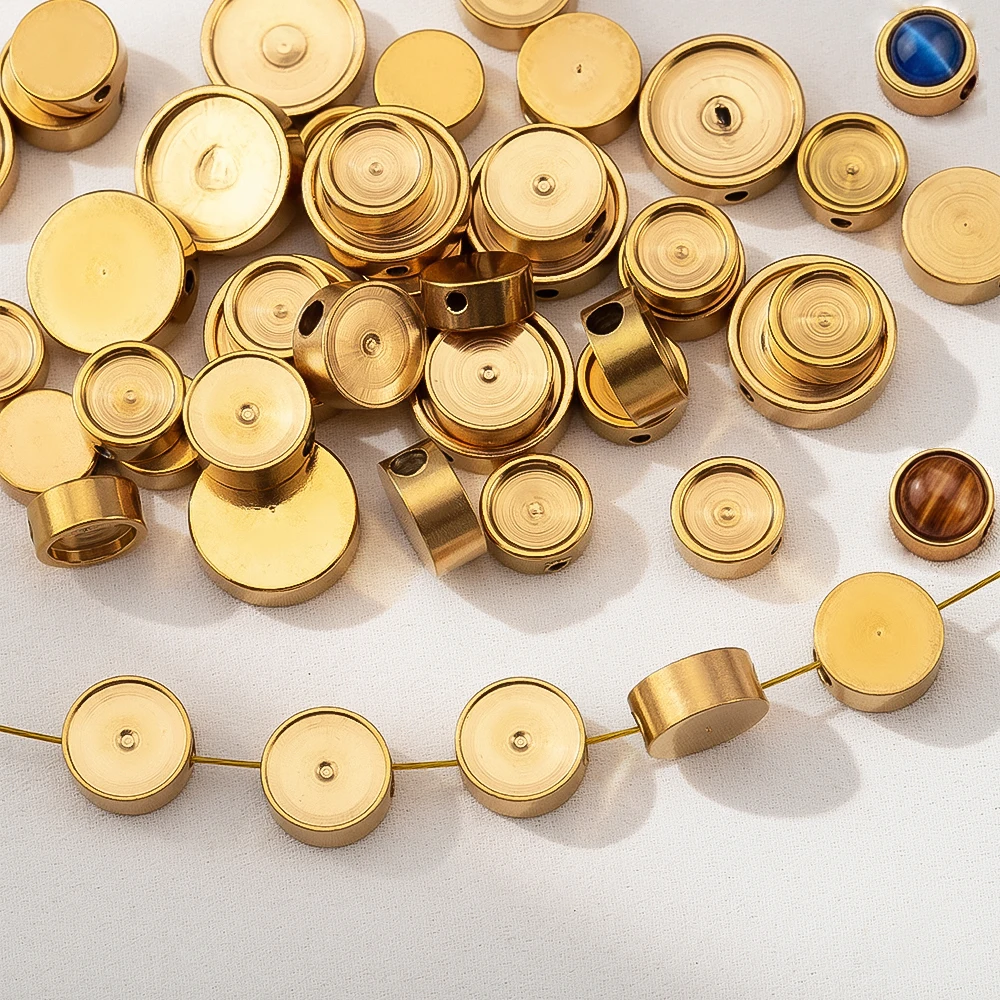 Edelstahl-Flachrohlinge für Harz-Cabochons, 6mm, 8mm, 10mm, als Armband-Träger und lose Abstandshalterperlen, Schmuckherstellungsmaterial