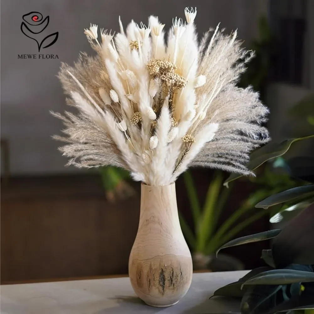 Natural Dried Flower White Pampas Grass Bouquet Nordic Country Decor Fluffy Lagurus Ovatus Boho Home Wedding Floral Arrangements