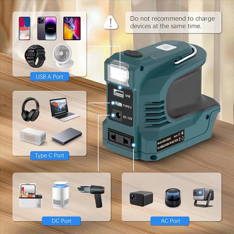 

A84X-Inverter Power Station For 18V Battery 220W LED Outdoor Camping Adapter Power Supply Tool