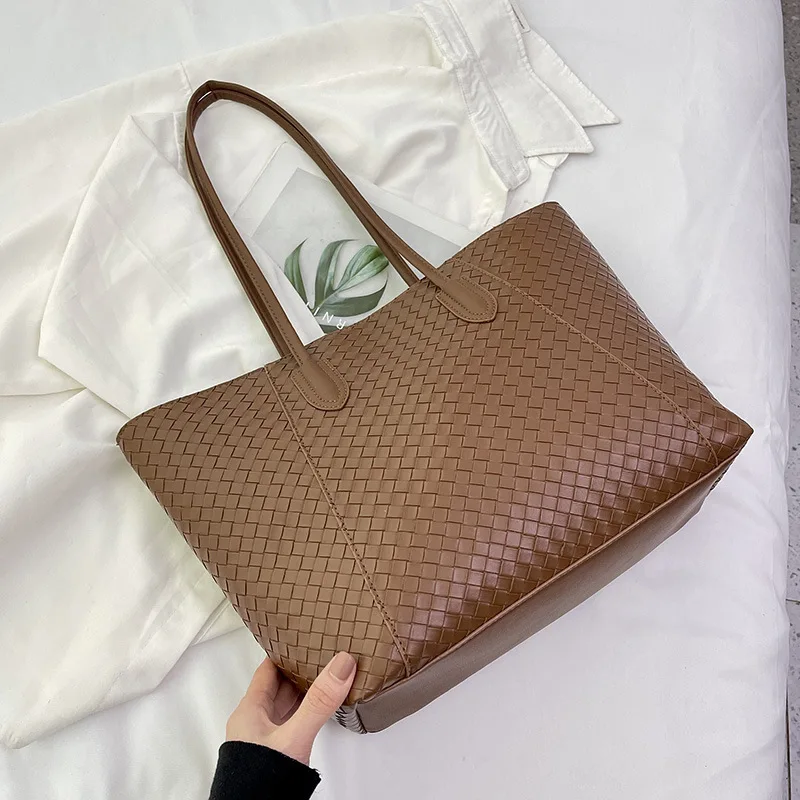 CGCBAG Vintage Weave Luxury Tote Bag donna Simple pendolarismo Lage capacità borsa a tracolla femminile borse in pelle PU di alta qualità