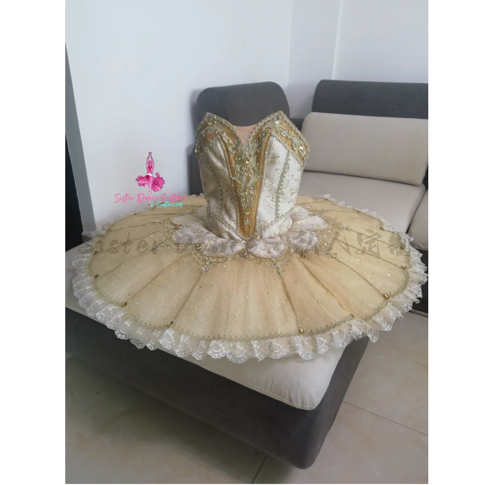 High-end professional ballet adult children golden court dress Sleeping Beauty costume plate skirt competition performance custo