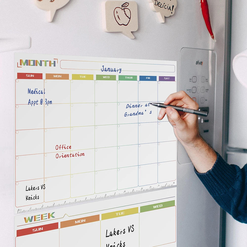 Magnetic Calendar Board - Tableau magnétique effaçable à sec réutilisable,
