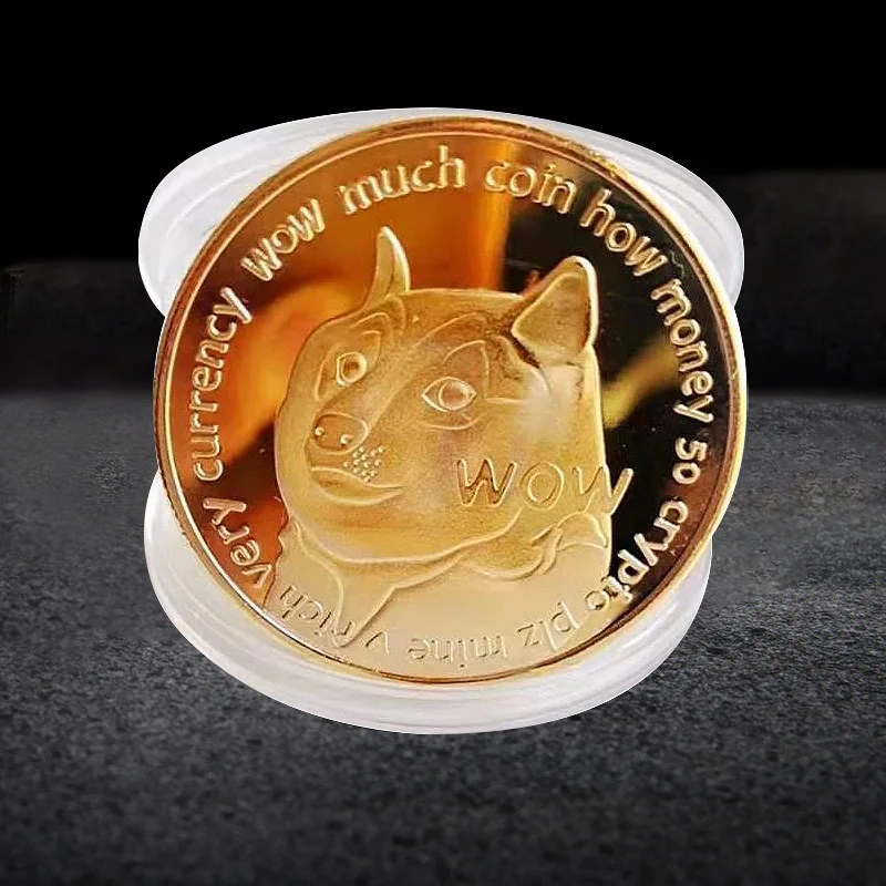 Coleção de Moedas Comemorativas de Ouro: Moedas Metálicas WOW Doge com Padrão de Cão