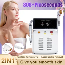 New 2-In-1 755nm 808nm 1064nm Pico Permanent Laser Hair Removal InstrumentDiode Lase-r Painless Hair Removal 3 Wavelength